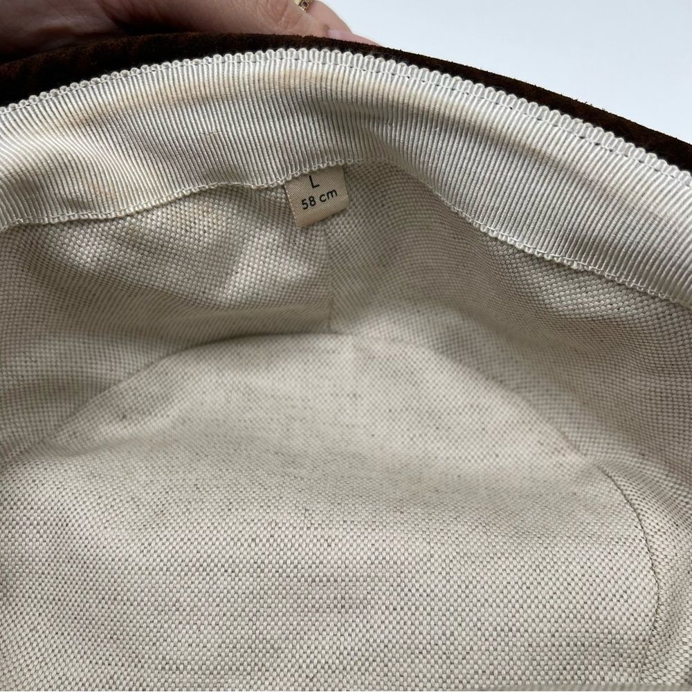 Gucci Bucket Hat Suede Leather Trim Brown GG Logo - Picture 5 of 6